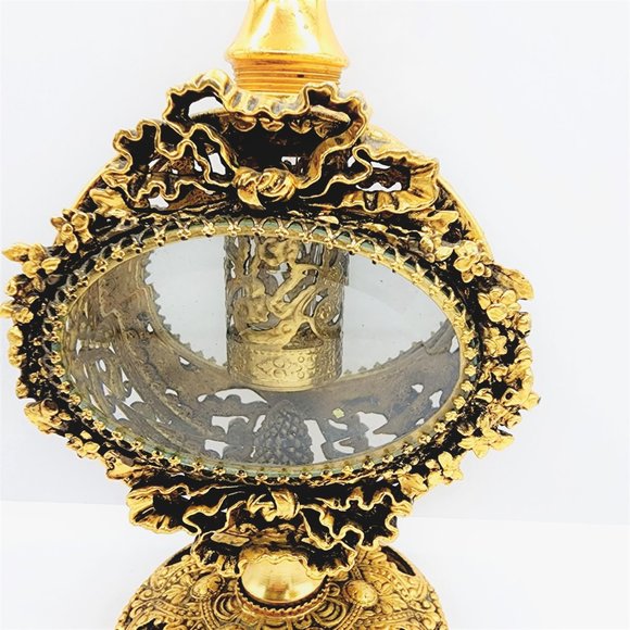 Vtg STYLEBUILT Ormolu Gilt Ornate Filigree Rococo Regency Vanity Perfume Bottle - Picture 7 of 14